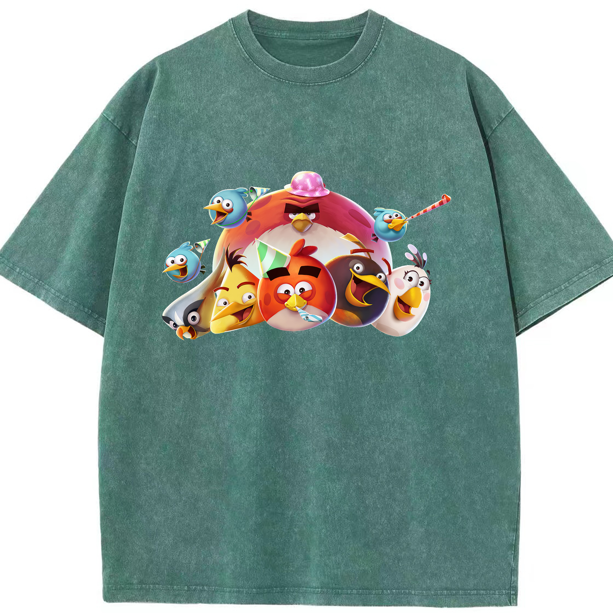 （画像用） Angry Birds アングリーバード 綿100% ヴィンテージ風 半袖Tシャツ（フロントプリント）